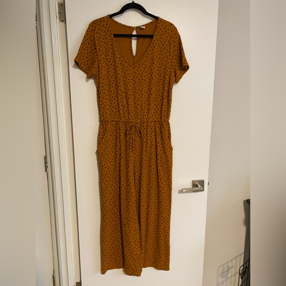 Old Navy Rust & Black Polka Dot Jumpsuit